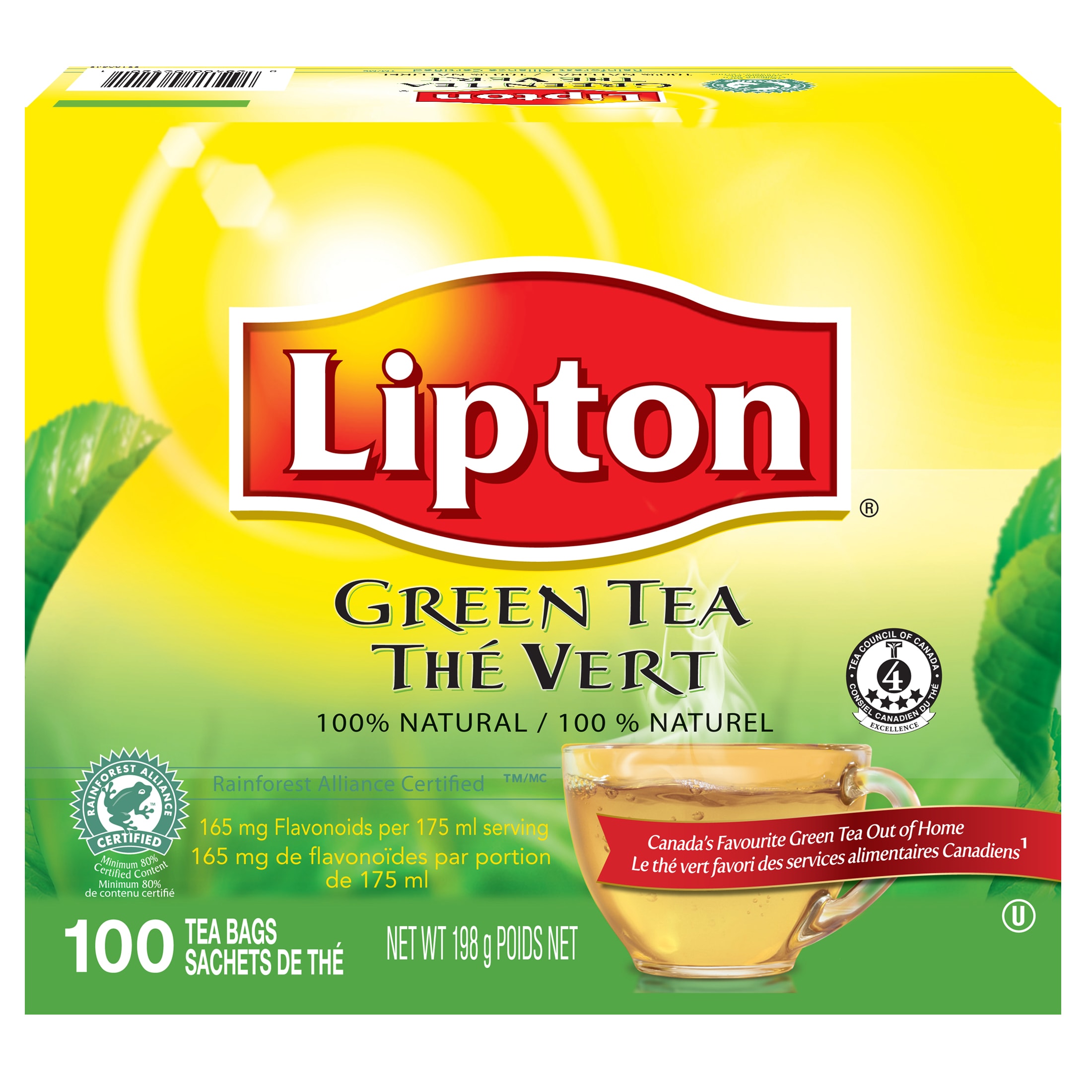 lipton green tea caffeine