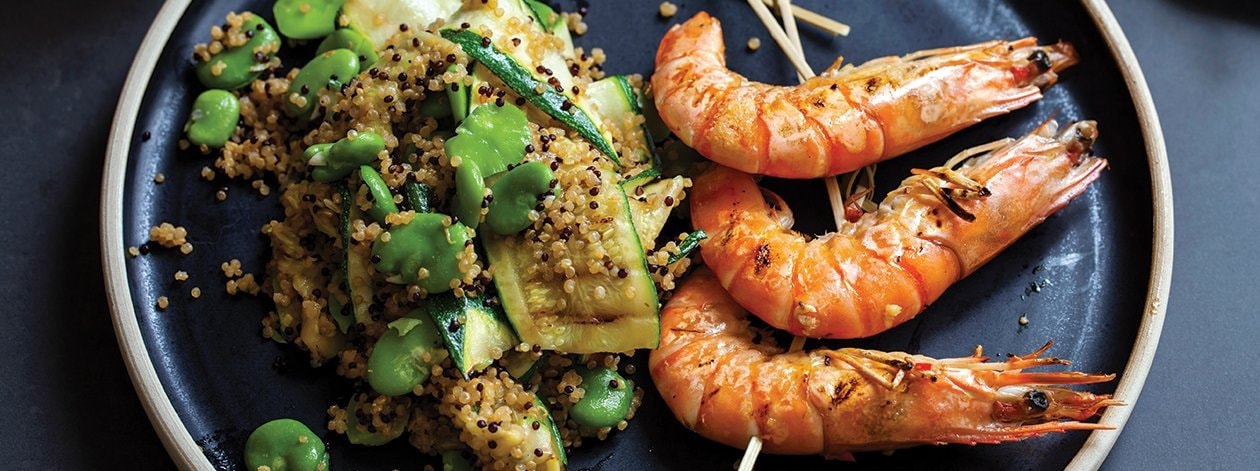 Feuilles de sucrine au quinoa crevettes et maïs facile et rapide